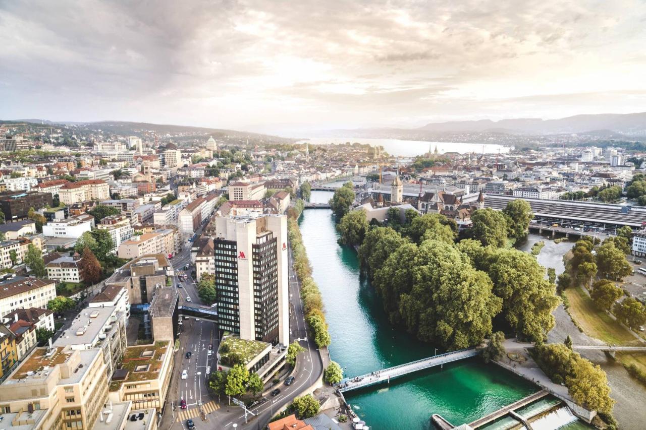 Zurich Marriott Hotel Exteriér fotografie Aerial view of the city